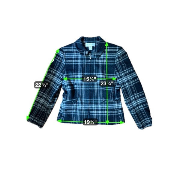 Jones New York Black Plaid Wool Blend Zip Jacket – Size 6 - Picture 14 of 16